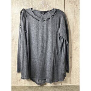 Gray Long Sleeve Drawstring Neck Tunic Top By Very J Loose Fit Womens Size S